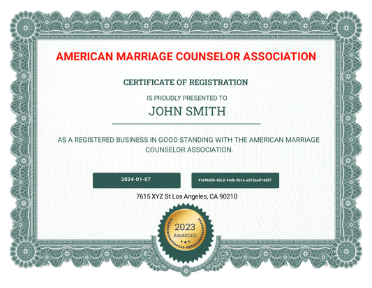 American Marriage Counselor Association Annual Membership