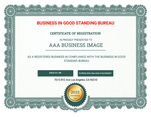 BUSINESS IN GOOD STANDING BUREAU ANNUAL REGISTRATION
